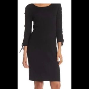 NINA LEONARD Blk Lace Up Grommet Dress Sz L NWT